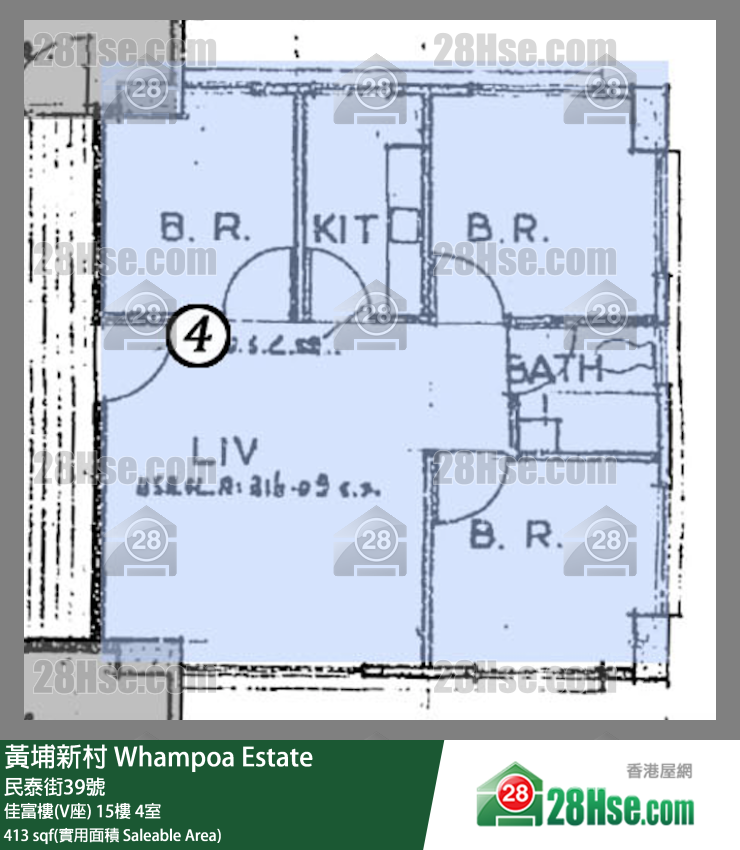 黄埔新村 佳富楼(V座)15楼 4室 平面图