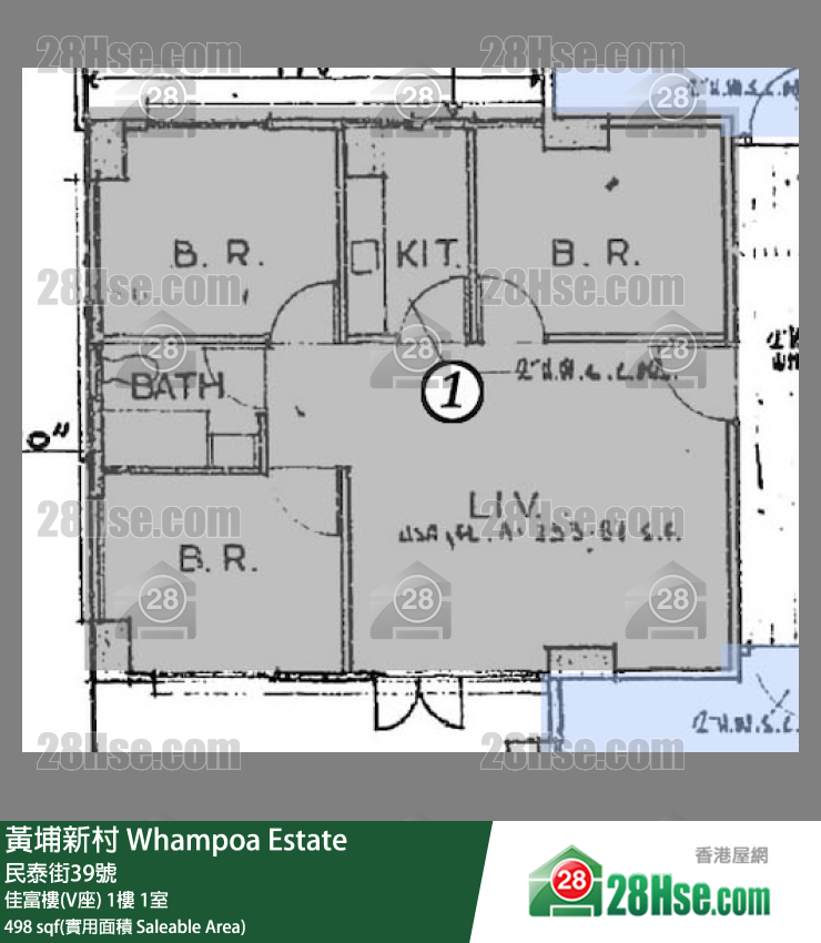 黄埔新村 佳富楼(V座)1楼 1室 平面图