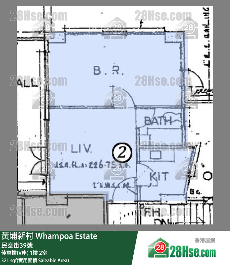 黃埔新村 佳富樓(V座)1樓 2室 平面圖