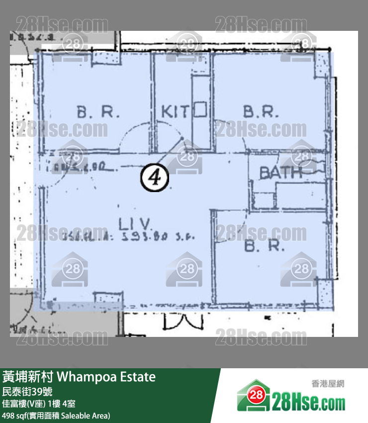 黄埔新村 佳富楼(V座)1楼 4室 平面图