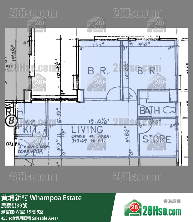 黄埔新村 景富楼(W座)15楼 8室 平面图