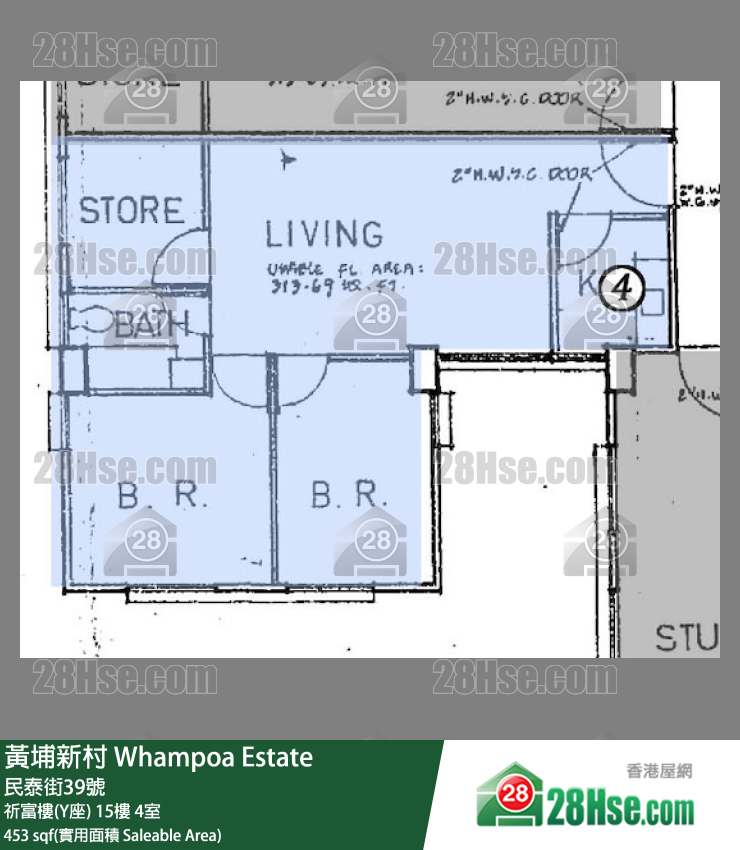 黄埔新村 祈富楼(Y座) 16楼 4室 平面图