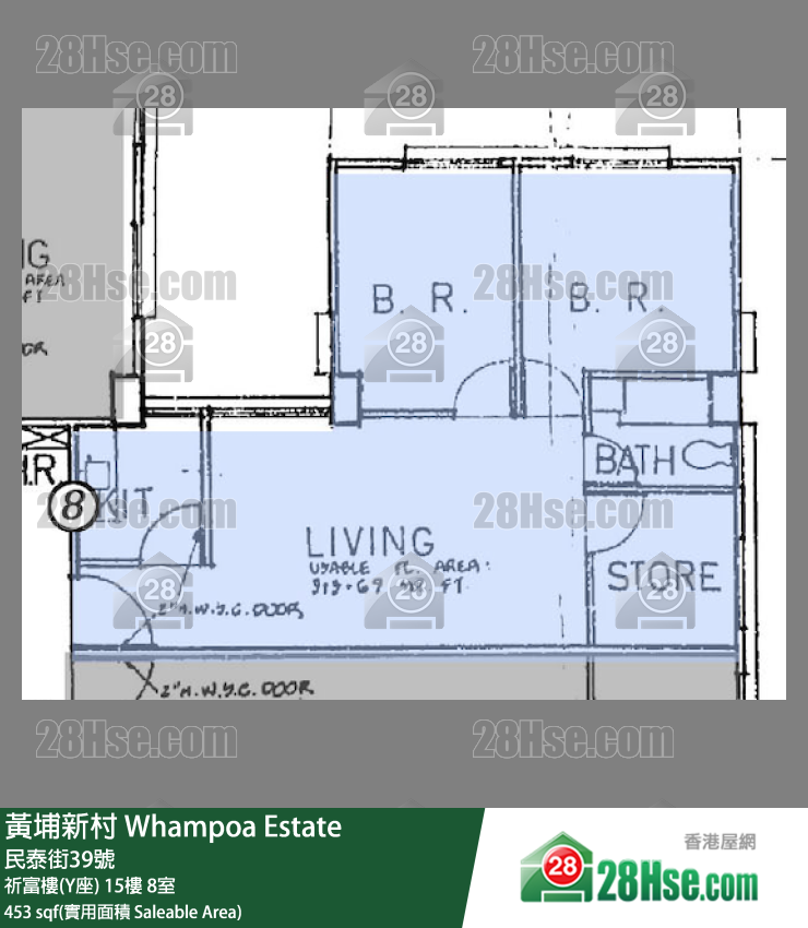 黃埔新村 祈富樓(Y座)15樓 8室 平面圖