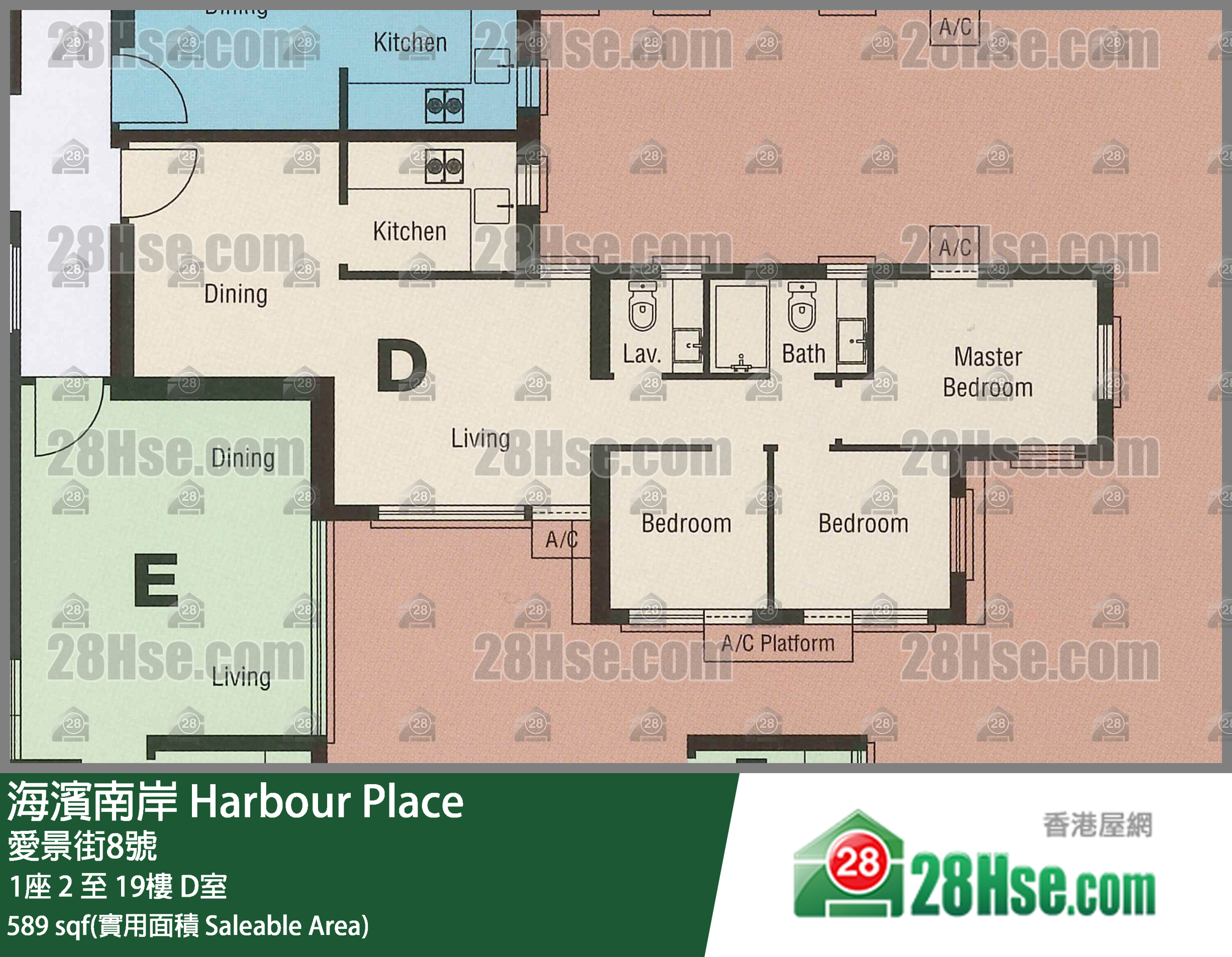 海濱南岸 1座12樓 D室 平面圖