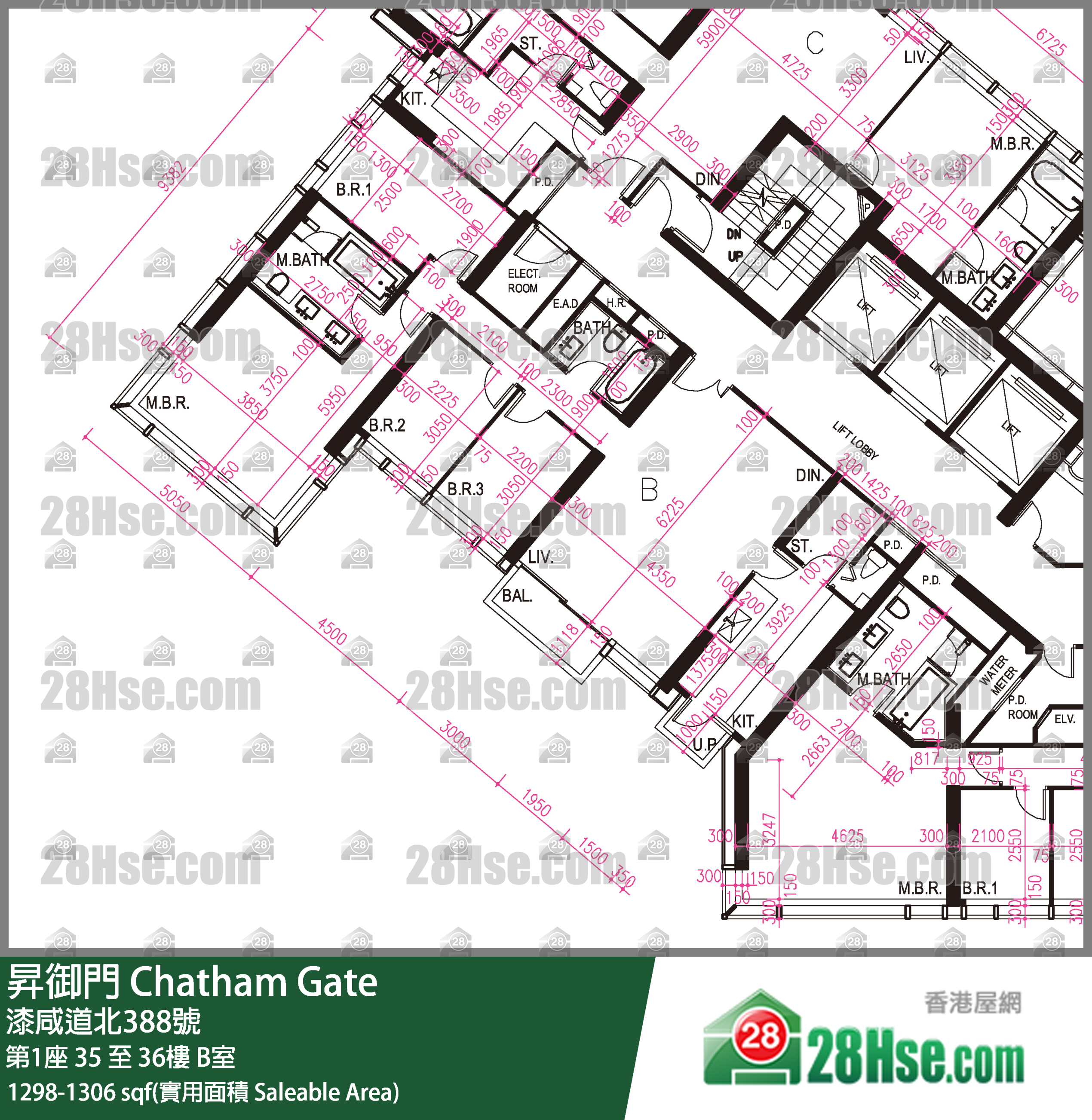 昇御門 第1座36樓 B室 平面圖