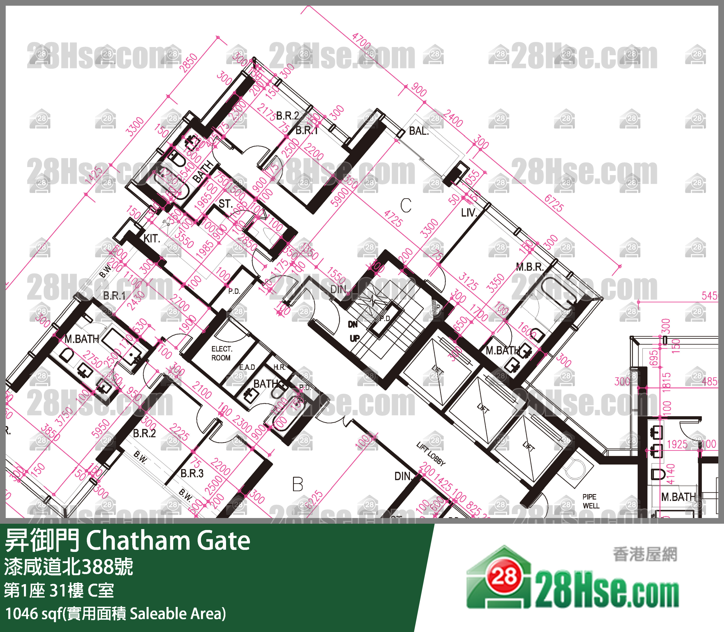 升御门 第1座31楼 C室 平面图