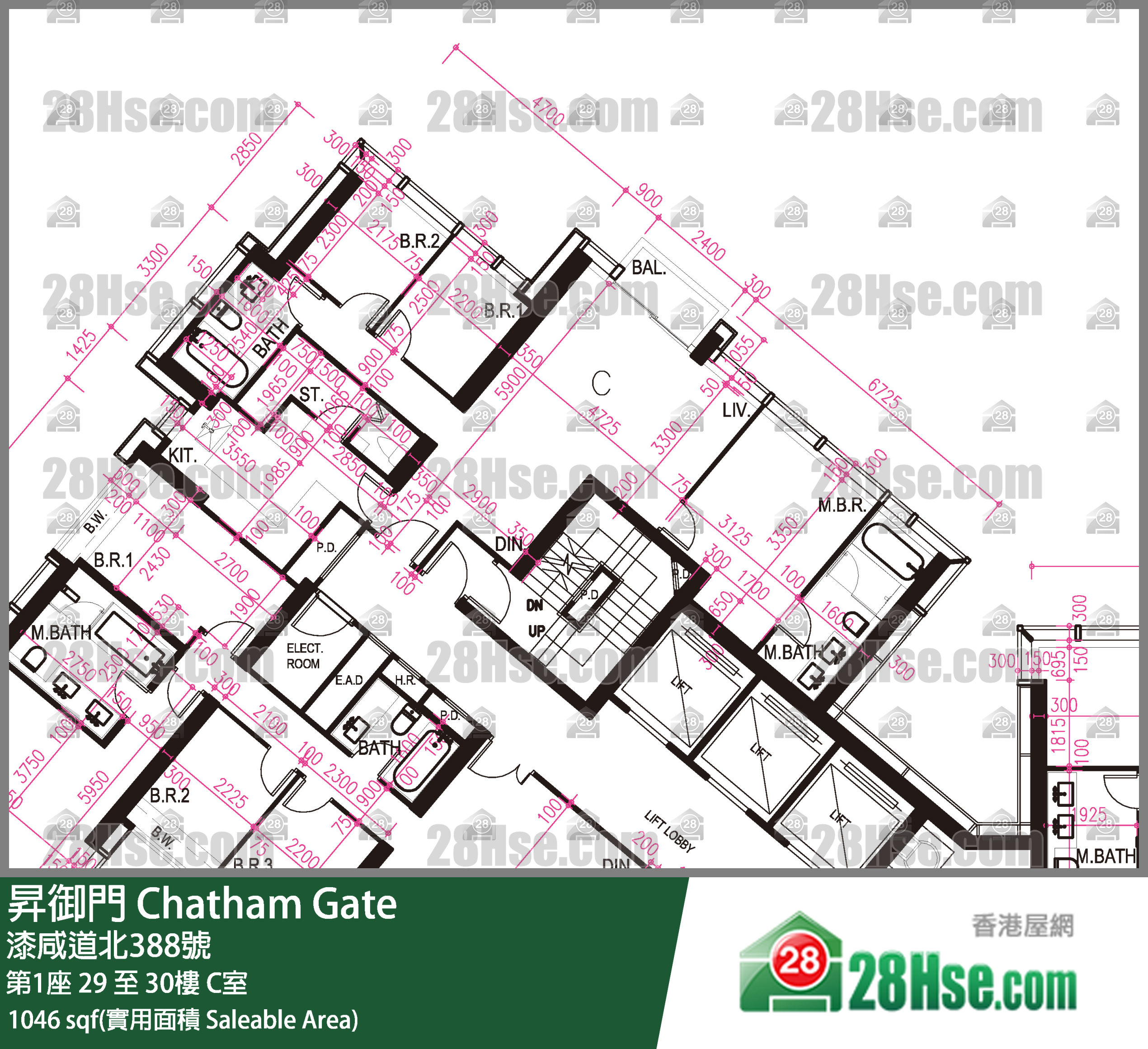 升御门 第1座29楼 C室 平面图