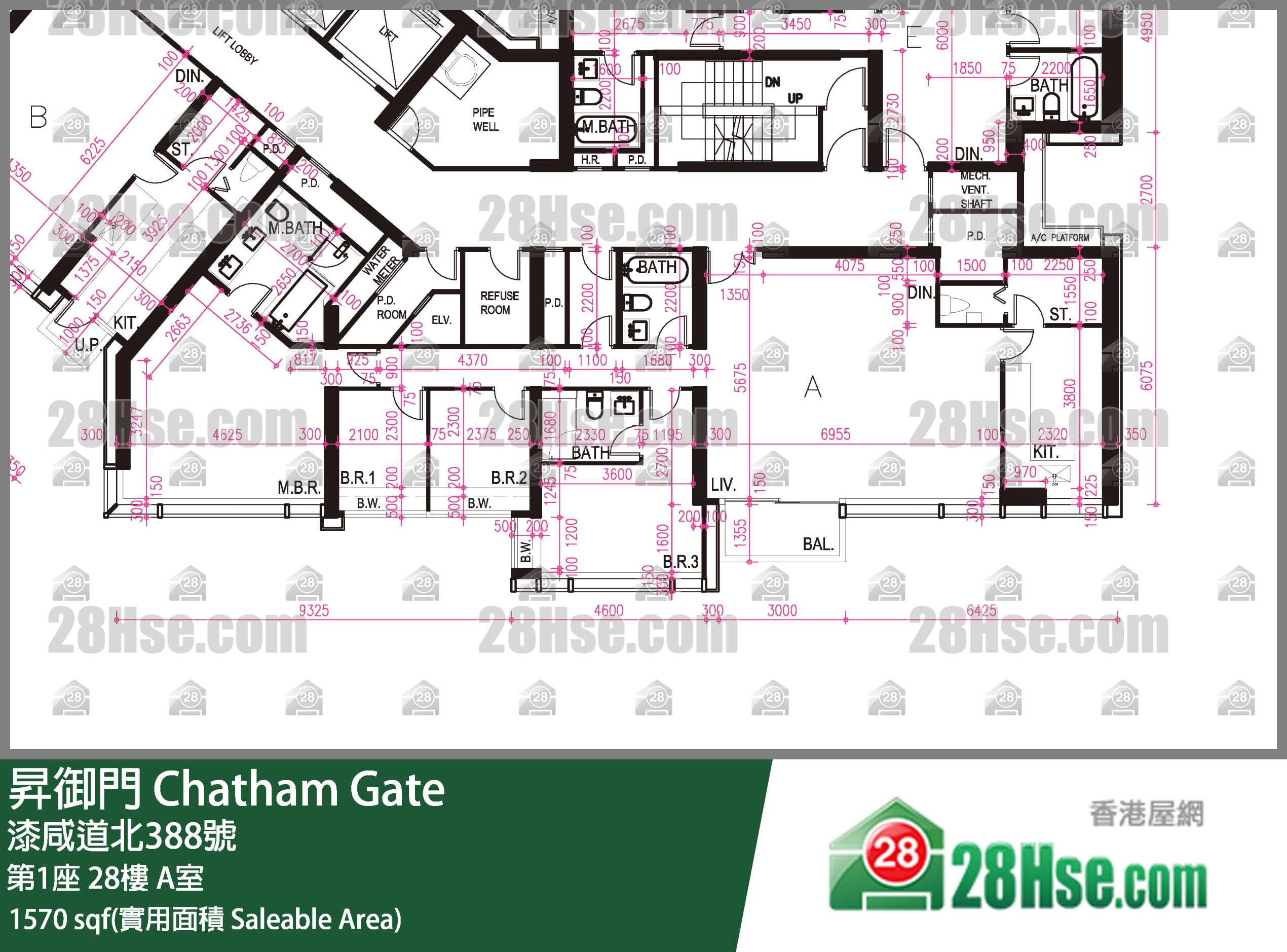 升御门 第1座28楼 A室 平面图