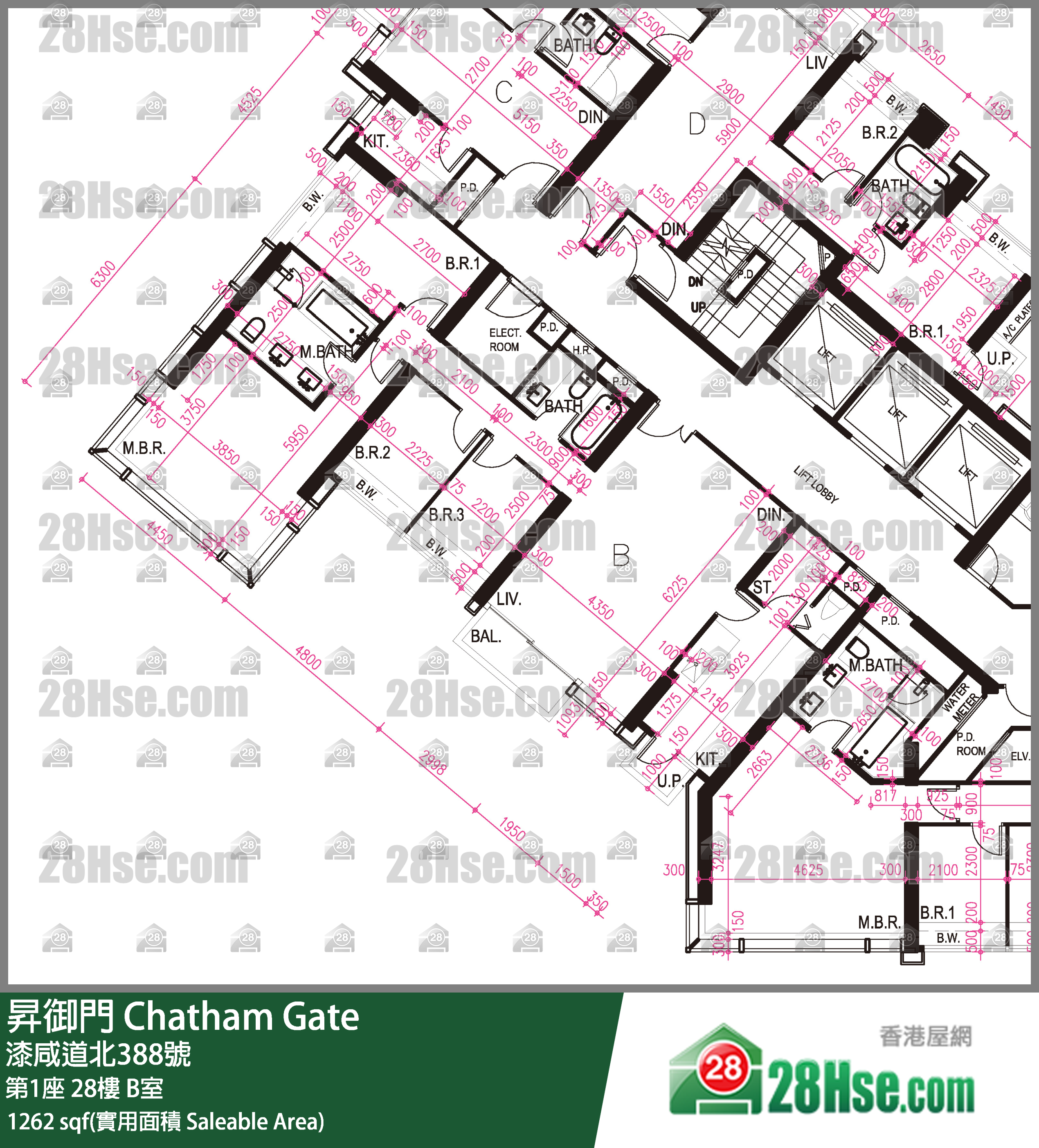 昇御門 第1座 28樓 B室 平面圖