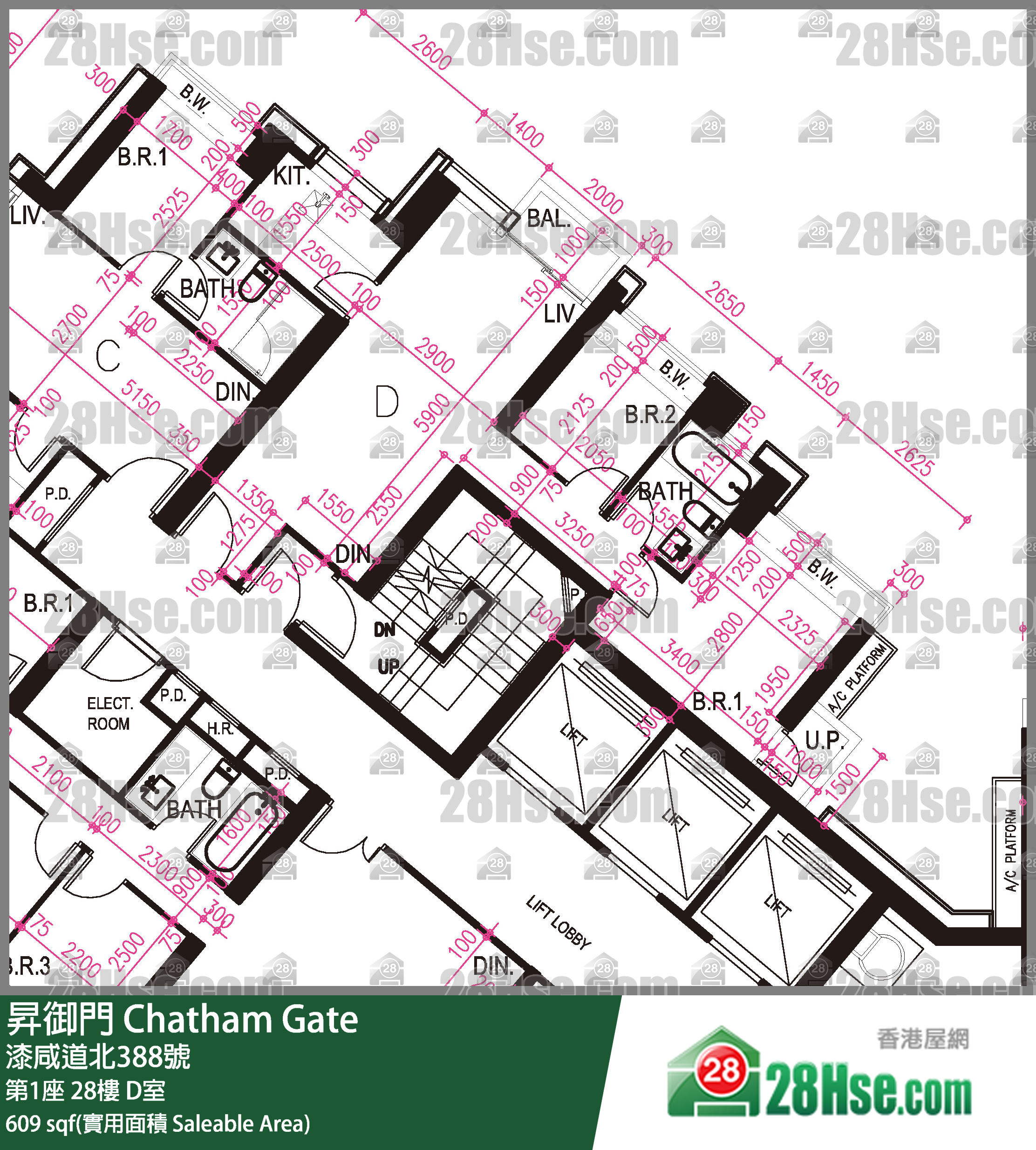 昇御門 第1座28樓 D室 平面圖