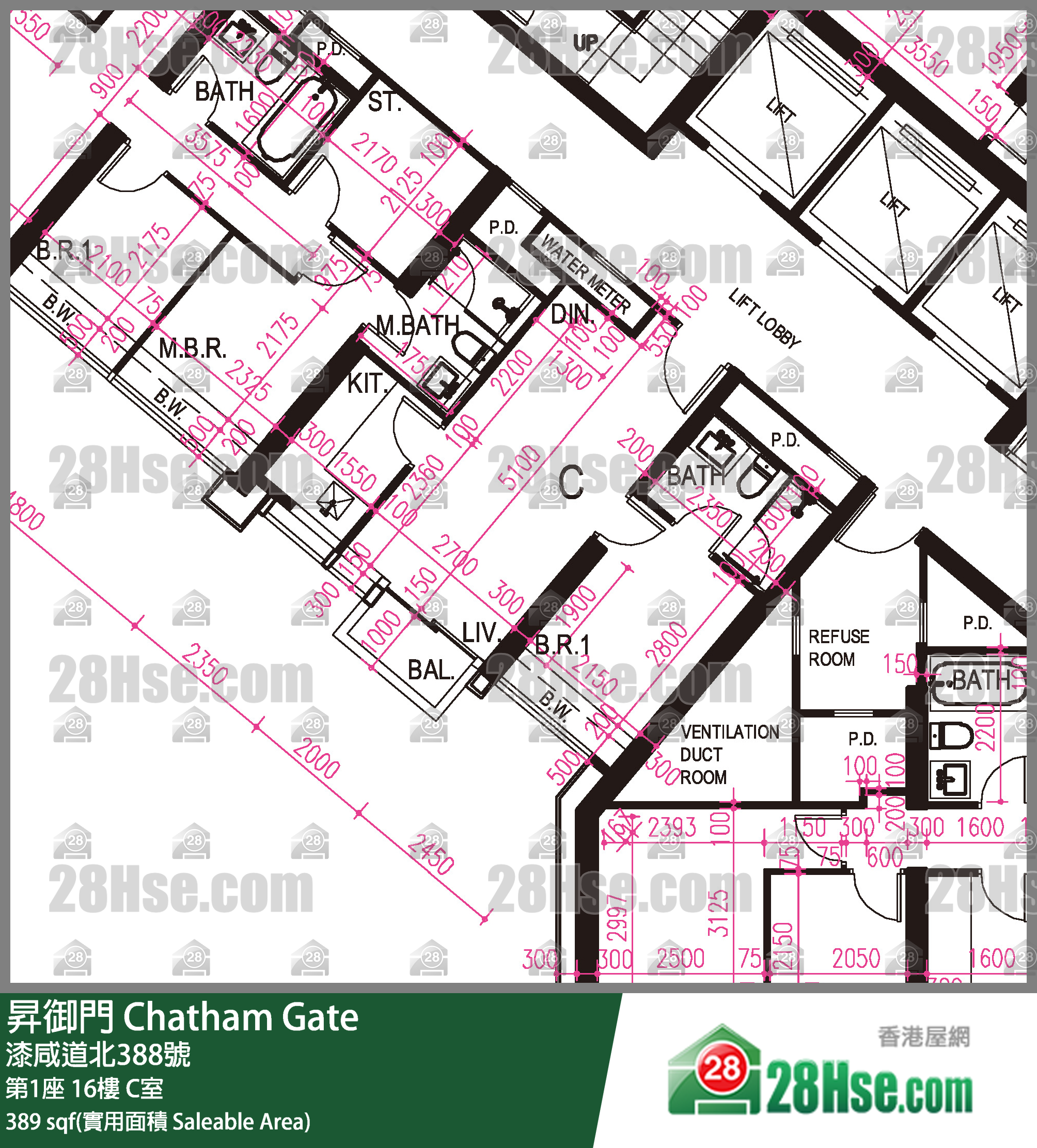 升御门 第1座16楼 C室 平面图