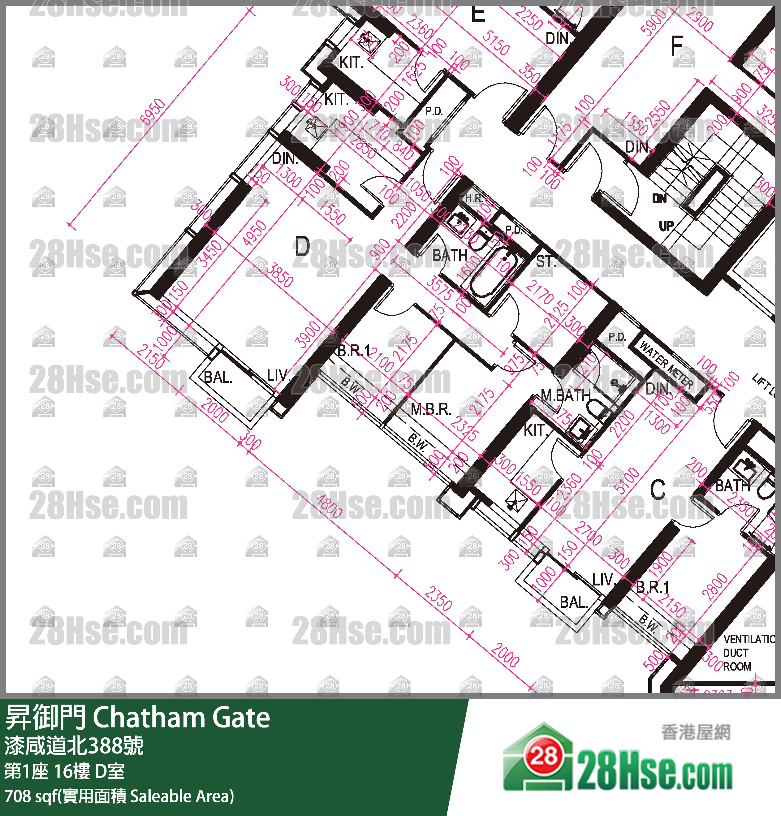 升御门 第1座16楼 D室 平面图
