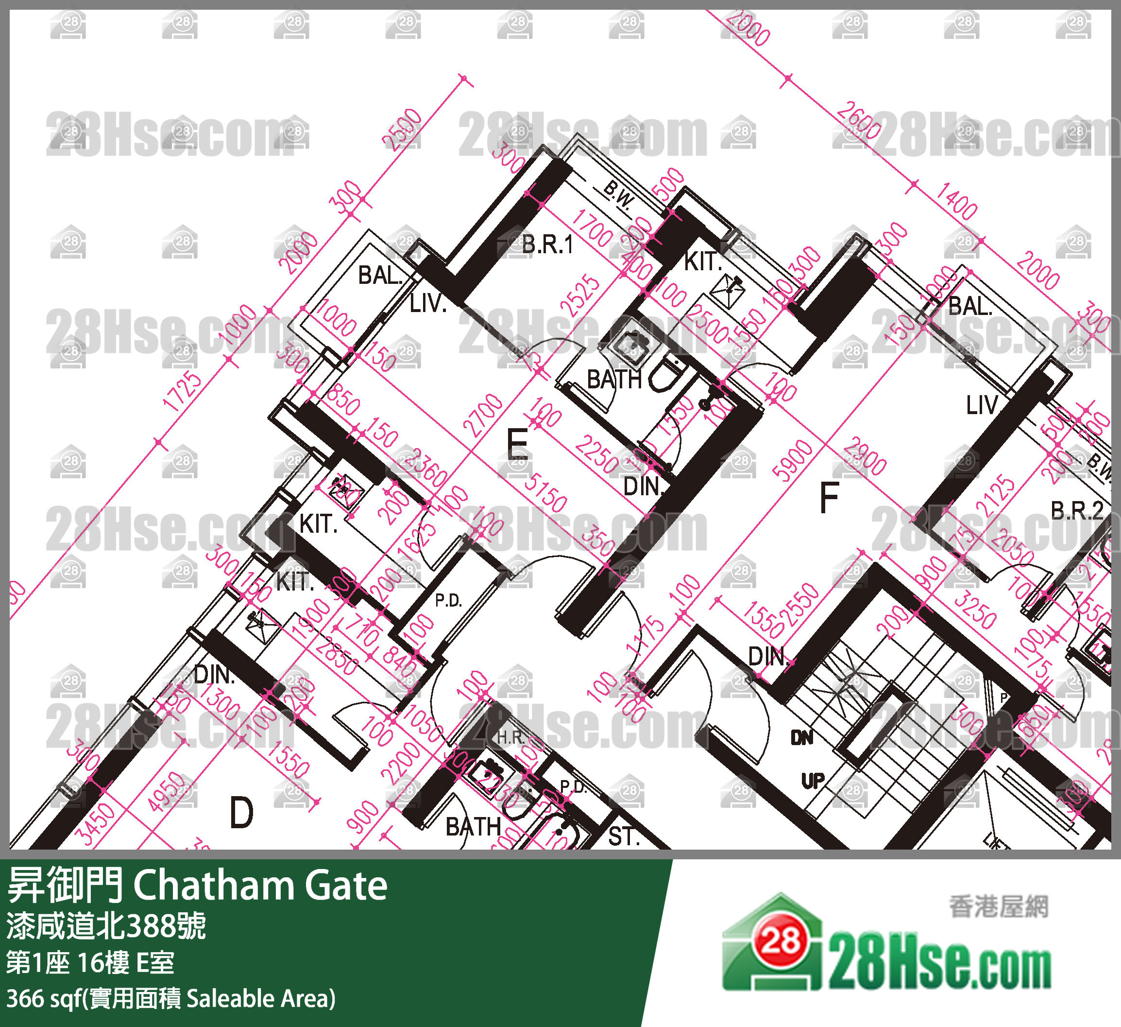 升御门 第1座 16楼 E室 平面图