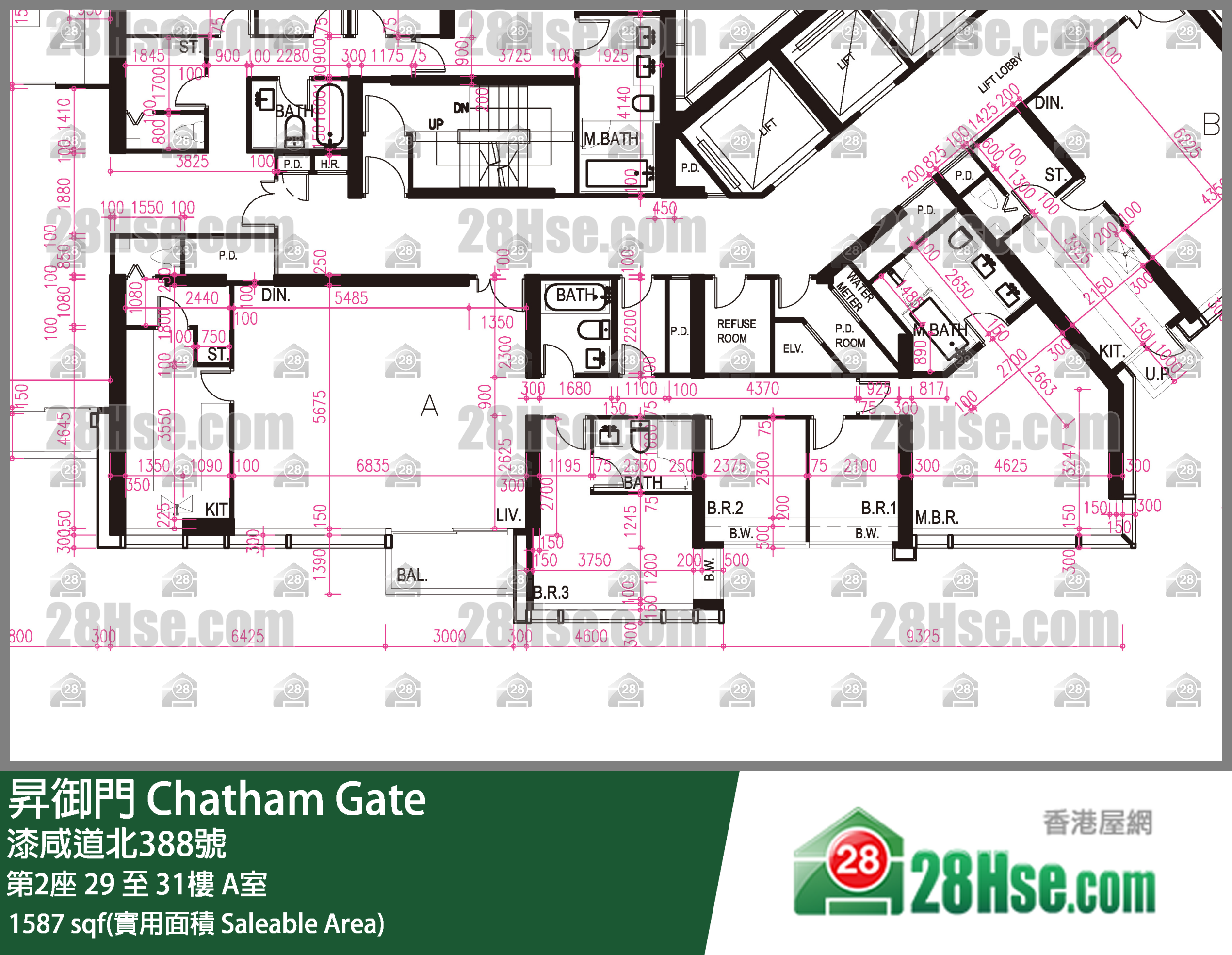 昇御門 第2座30樓 A室 平面圖
