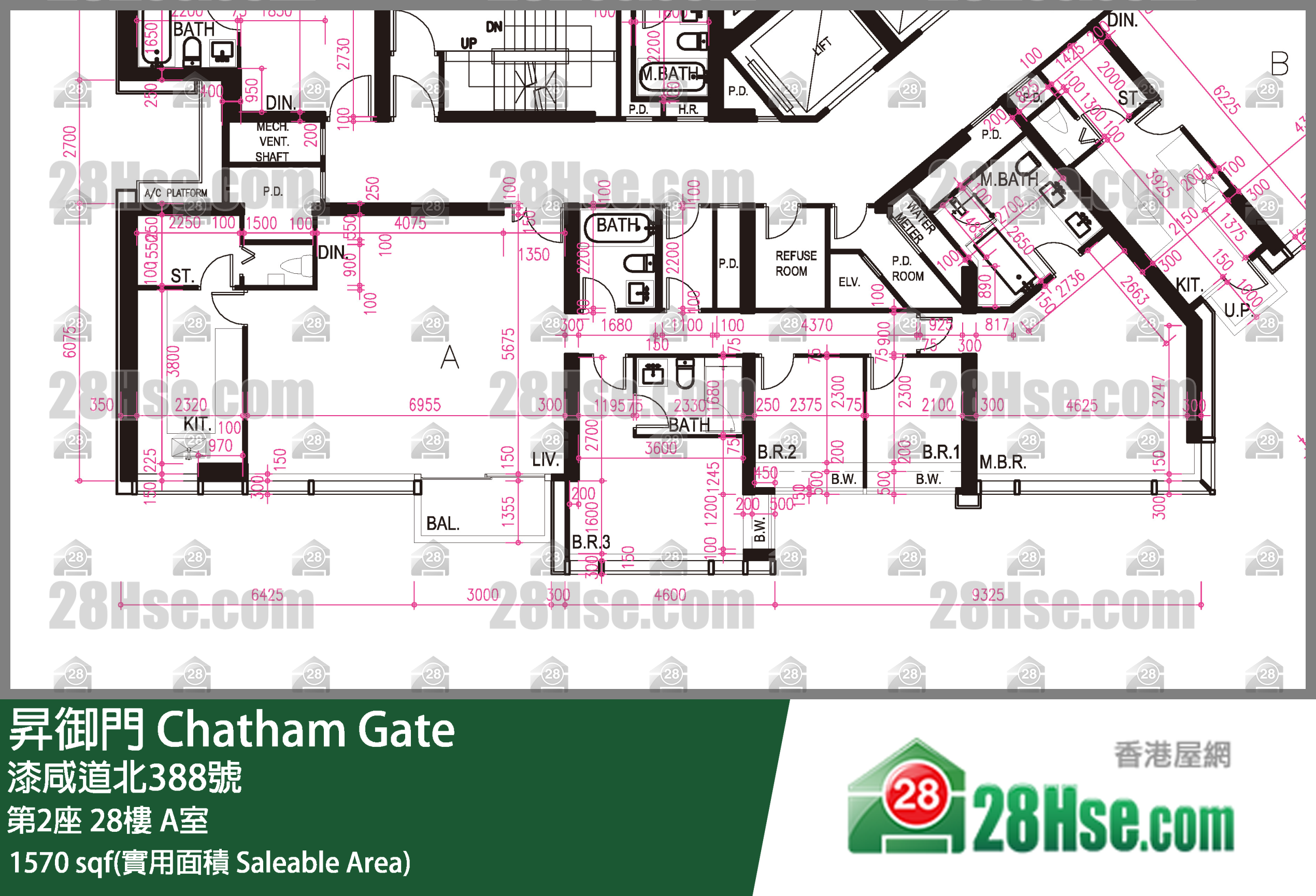昇御門 第2座28樓 A室 平面圖