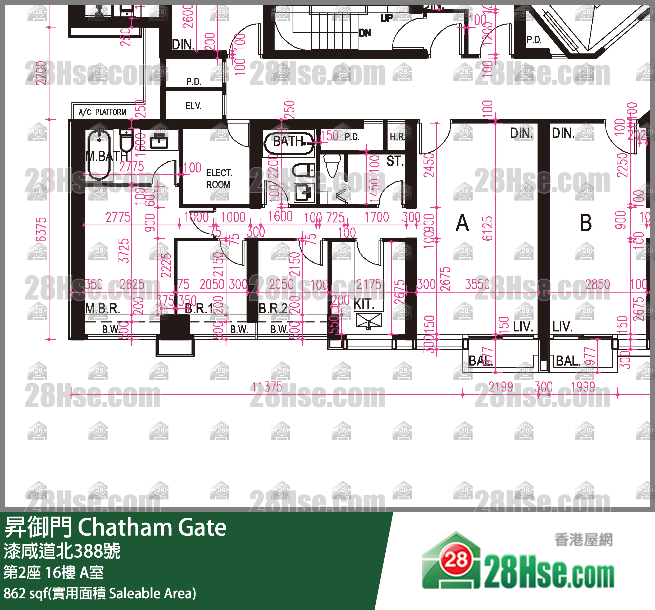 昇御門 第2座16樓 A室 平面圖