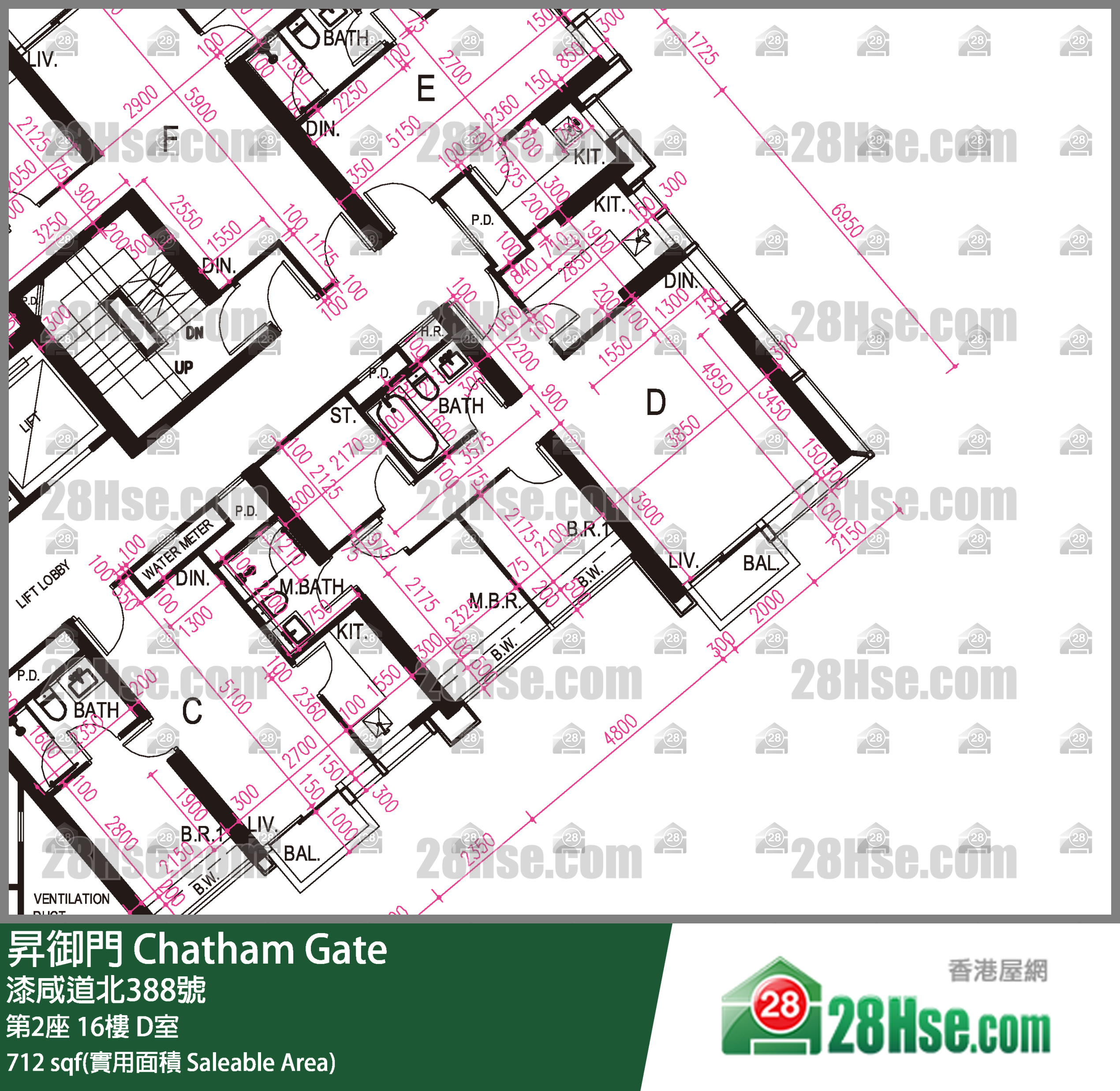 昇御門 第2座 16樓 D室 平面圖