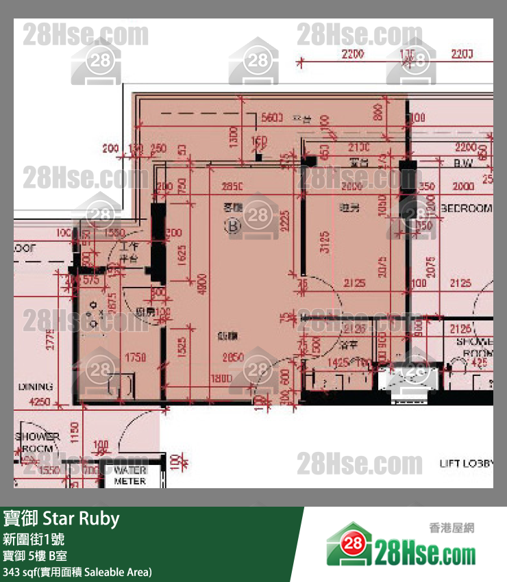 Star Ruby,  Flat B, 5/f, Star Ruby FloorPlan