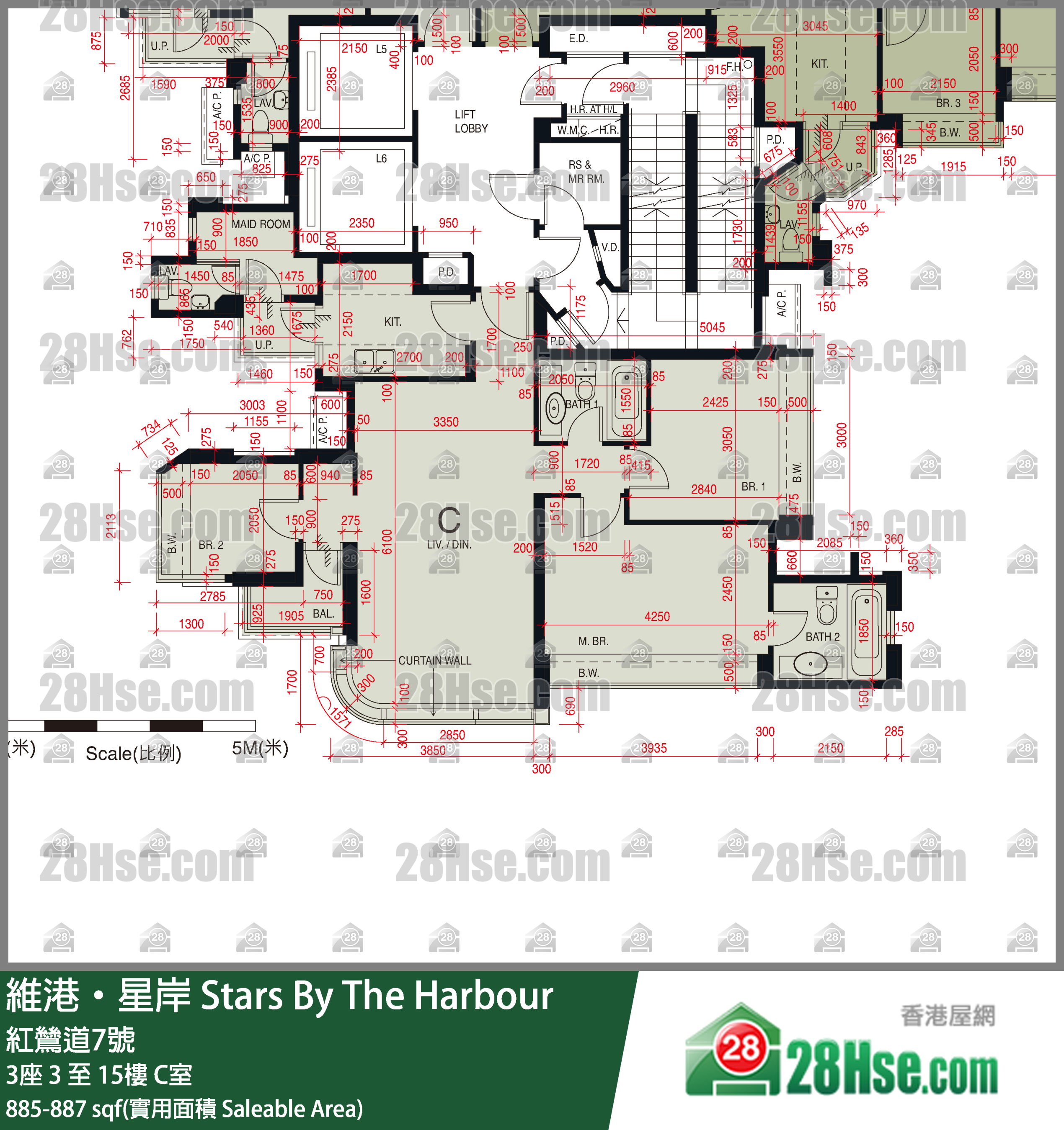 維港星岸 大廈 3座 5樓 C室 平面圖