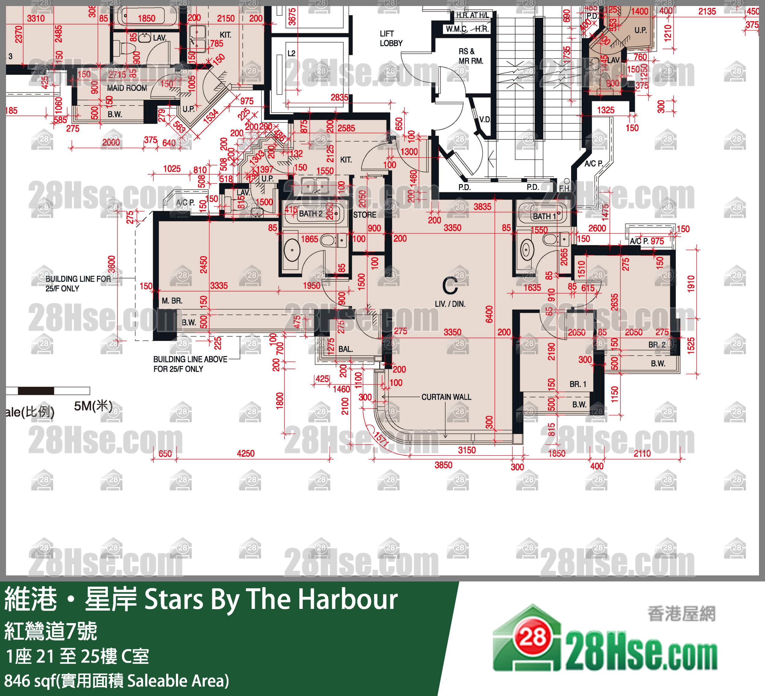 維港星岸 大廈1座21樓 C室 平面圖