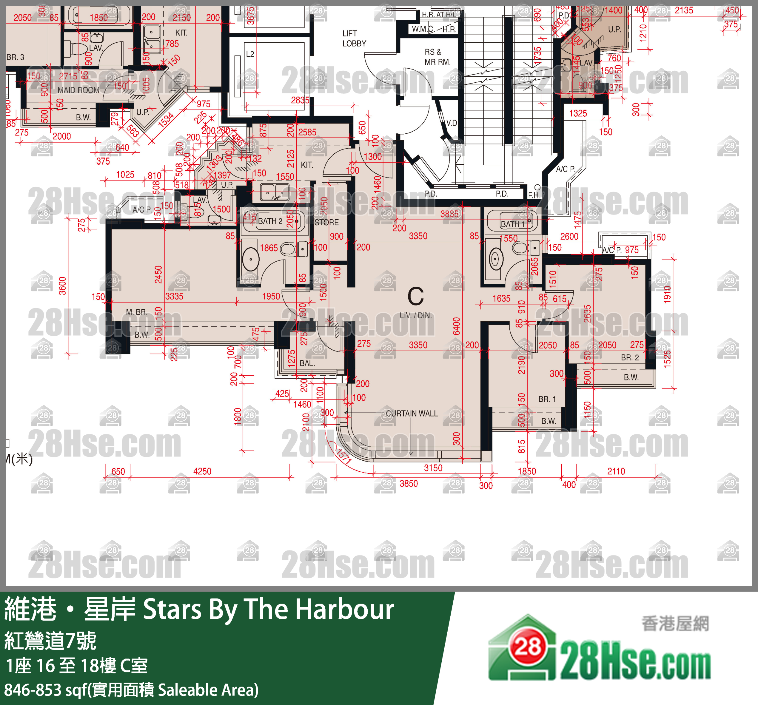 维港星岸 单位平面图(由 28Hse 提供)
