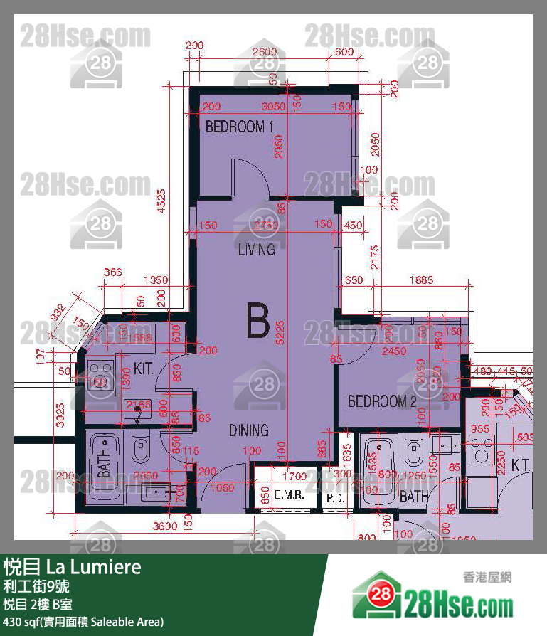 悅目 悅目2樓 B室 平面圖