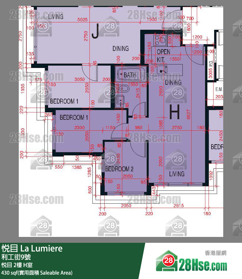 悅目 悅目2樓 H室 平面圖