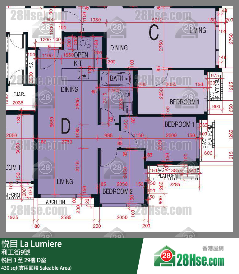 悅目 悅目 23樓 D室 平面圖