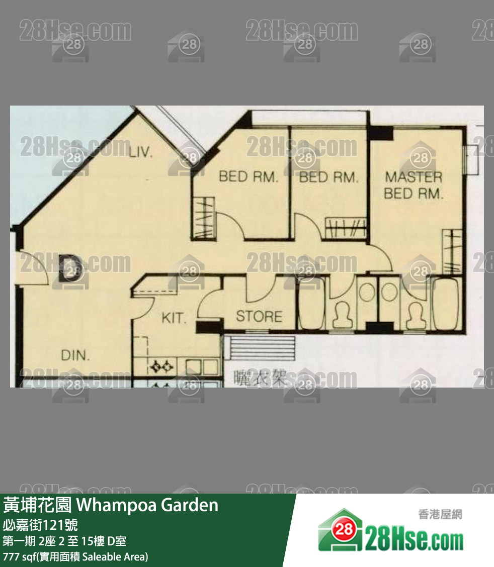 黃埔花園 第一期2座3樓 D室 平面圖