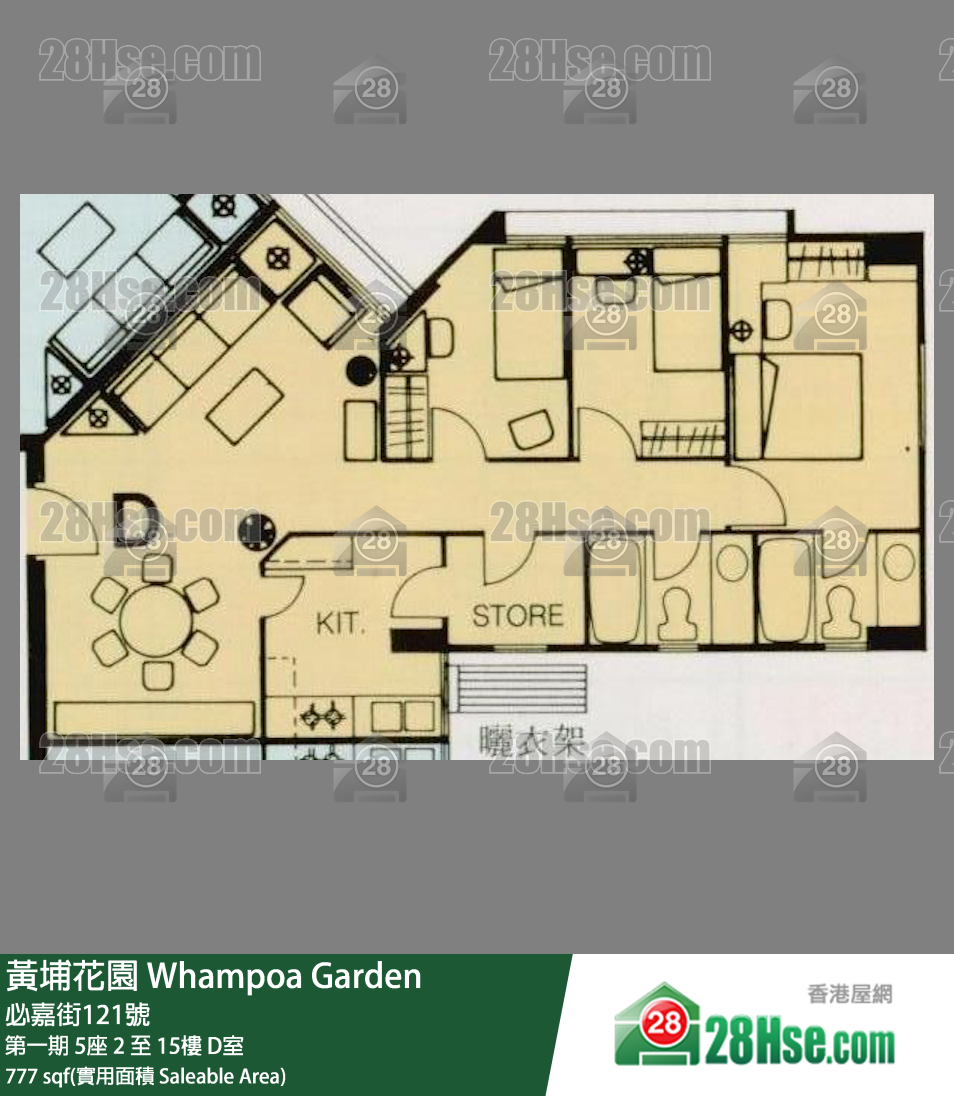 黃埔花園 第一期5座2樓 D室 平面圖