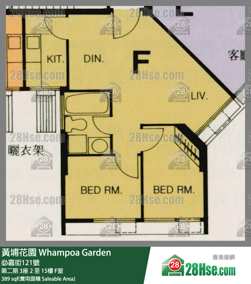 黃埔花園 第二期3座2樓 F室 平面圖