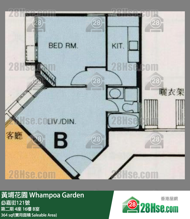 黃埔花園 第二期4座16樓 B室 平面圖