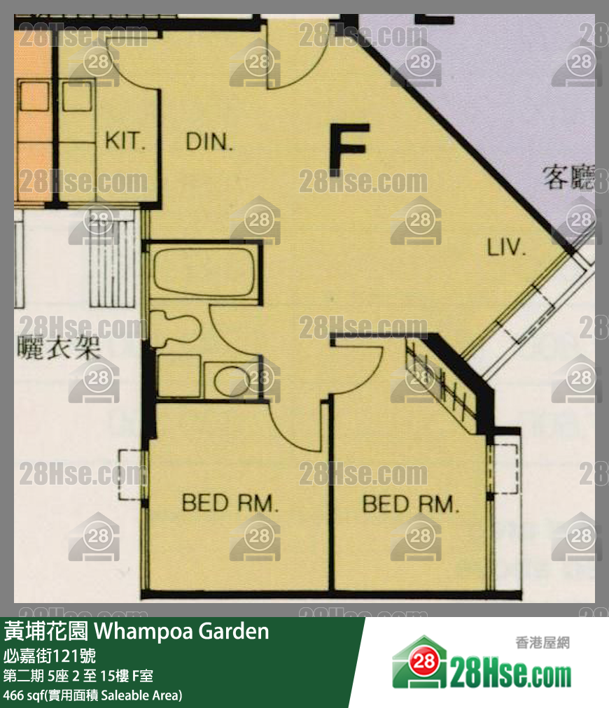 黃埔花園 第二期5座15樓 F室 平面圖