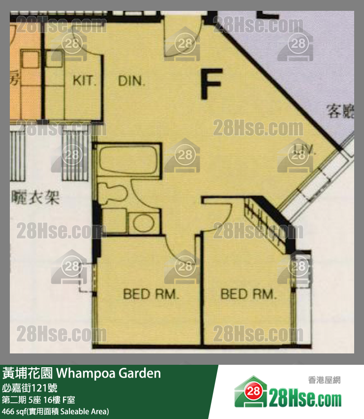 黃埔花園 第二期5座16樓 F室 平面圖