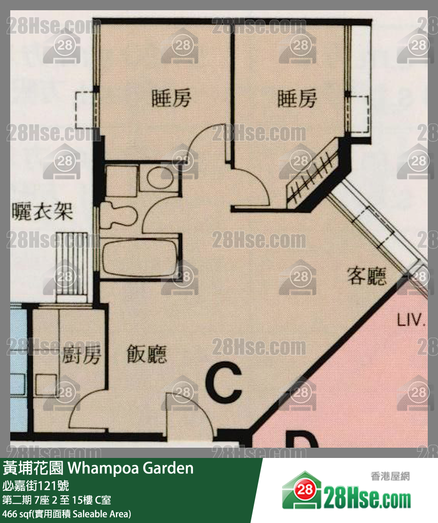 黃埔花園 第二期 7座 12樓 C室 平面圖
