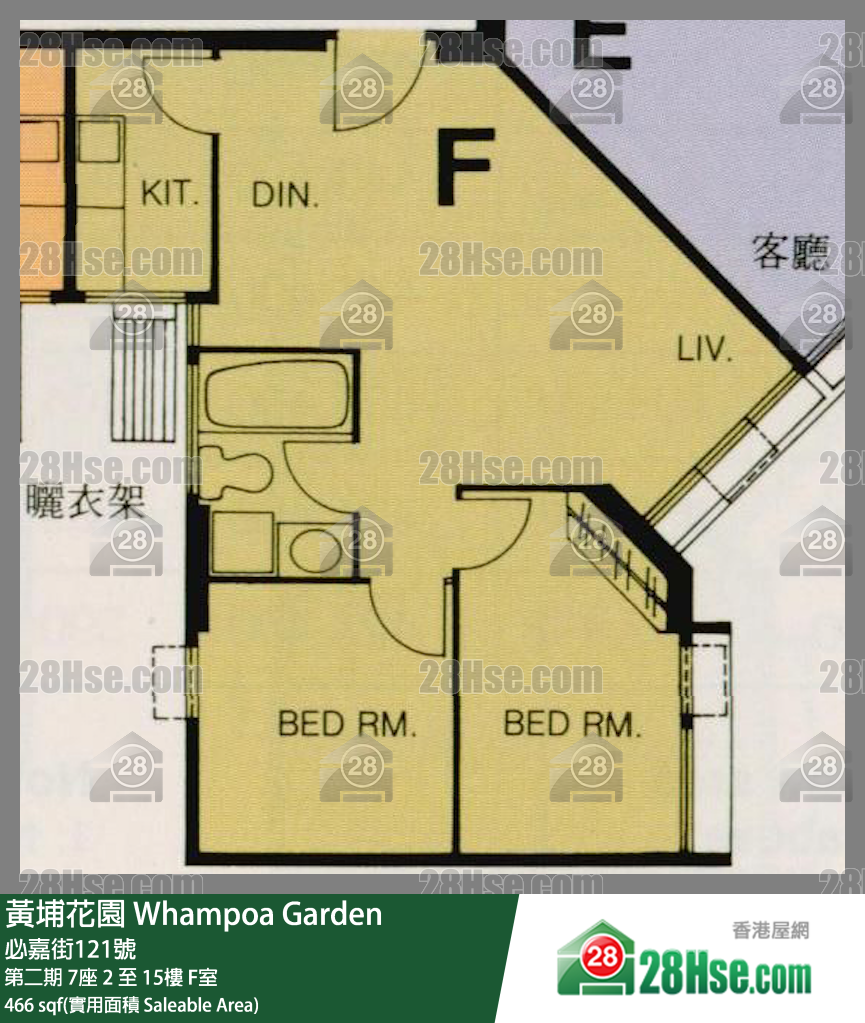 黃埔花園 第二期7座10樓 F室 平面圖