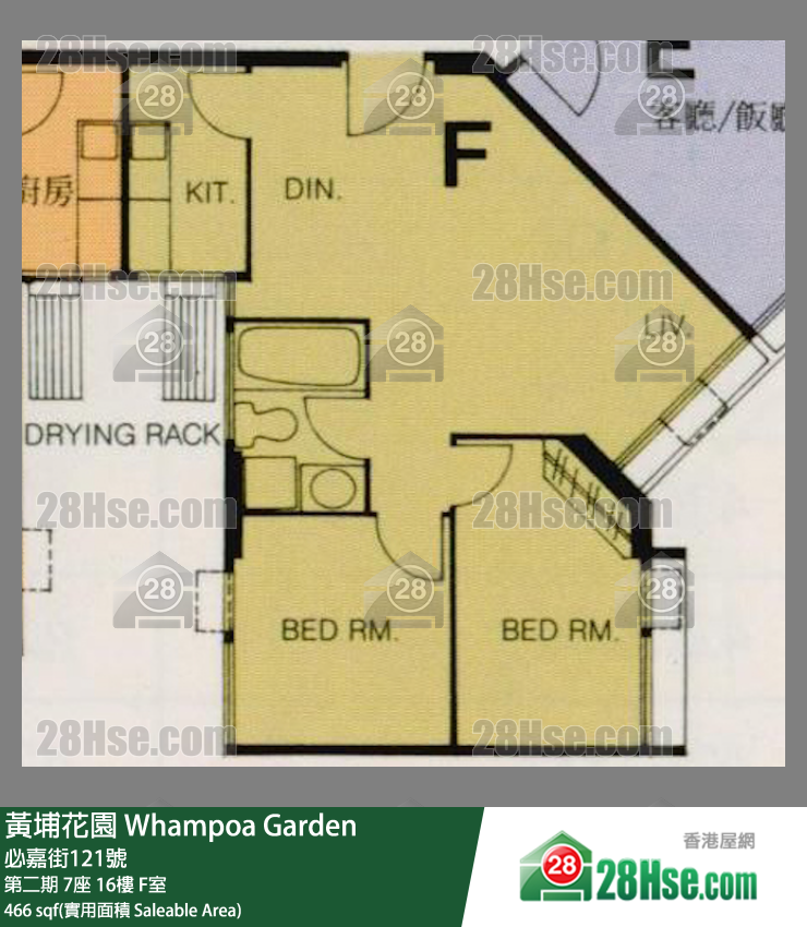 黃埔花園 第二期 7座 16樓 F室 平面圖