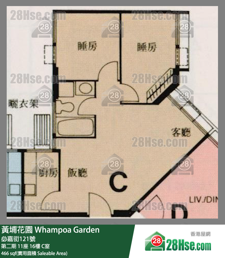 黄埔花园 第二期11座16楼 C室 平面图