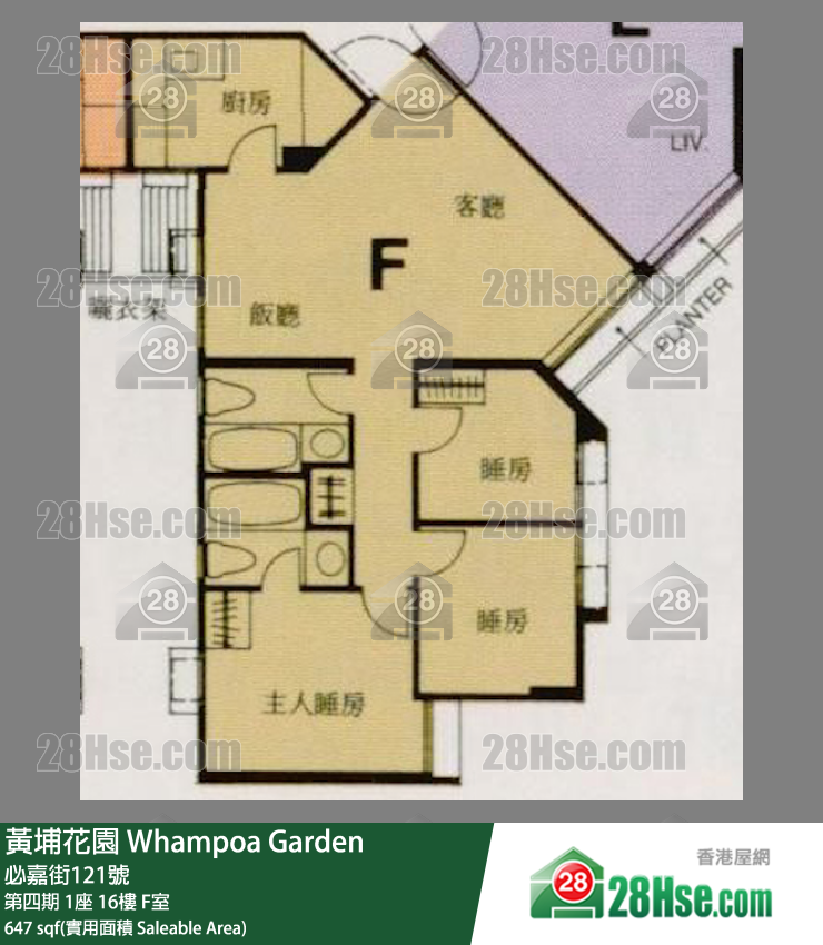 黃埔花園 第四期1座16樓 F室 平面圖