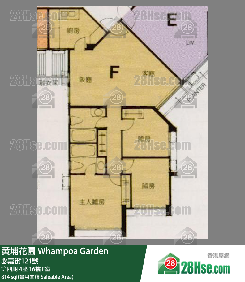黃埔花園 第四期4座16樓 F室 平面圖