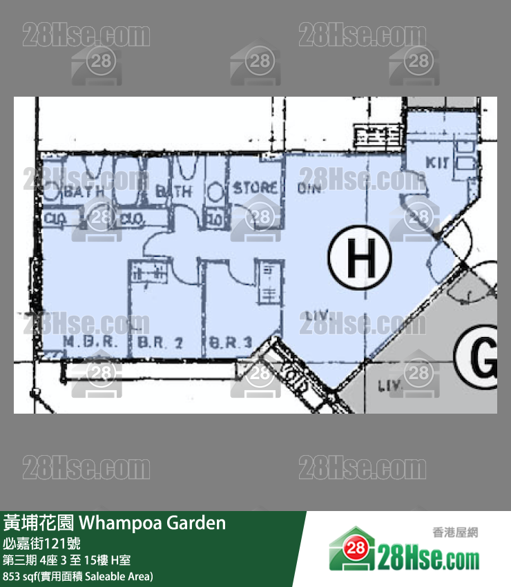 黃埔花園 第三期4座4樓 H室 平面圖