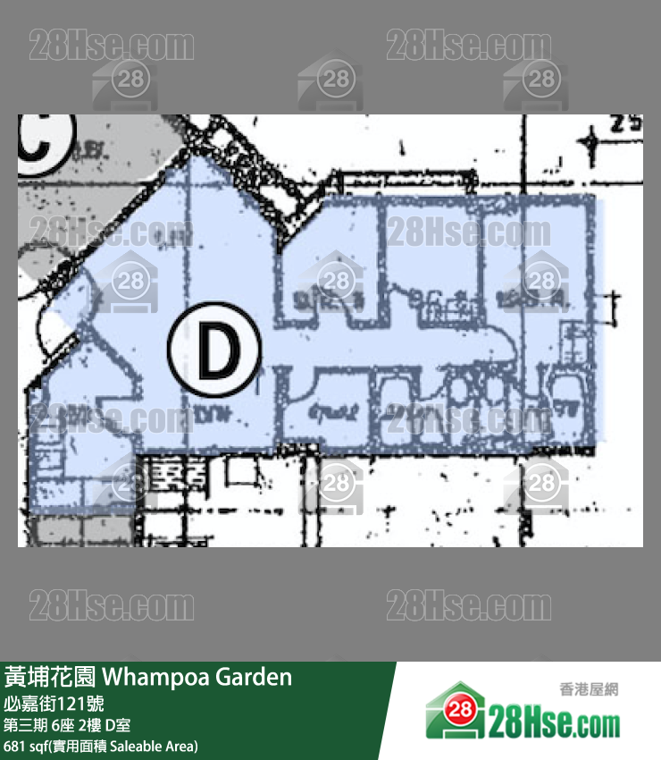 黃埔花園 第三期6座2樓 D室 平面圖