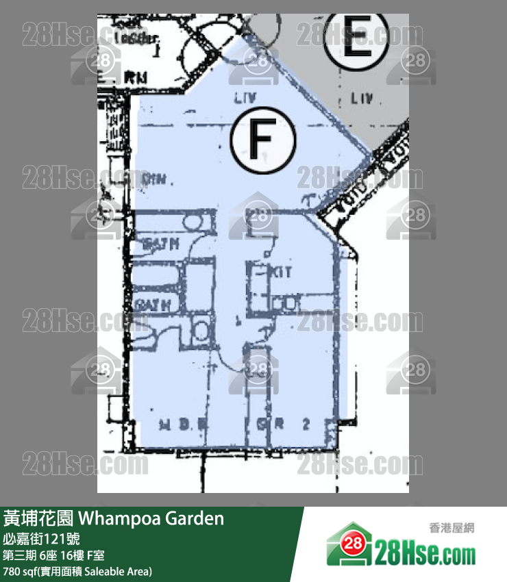 黃埔花園 第三期6座16樓 F室 平面圖
