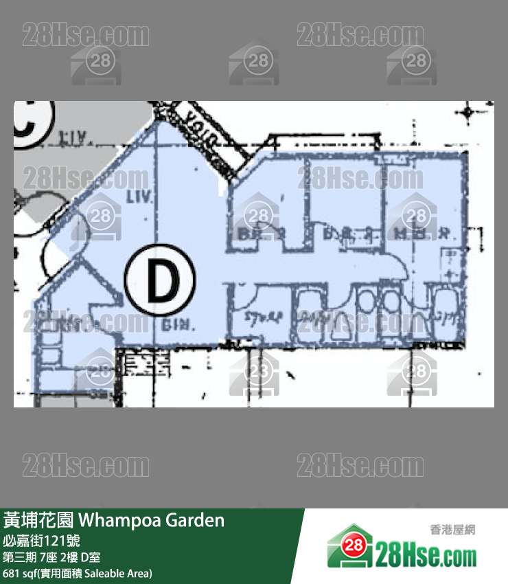 黃埔花園 第三期7座2樓 D室 平面圖