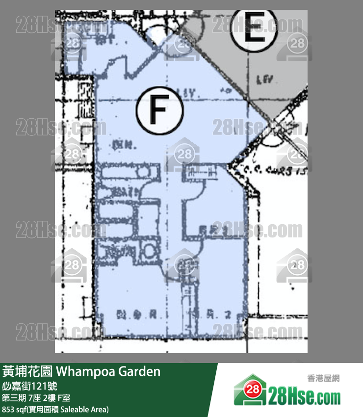 黄埔花园 第三期7座2楼 F室 平面图