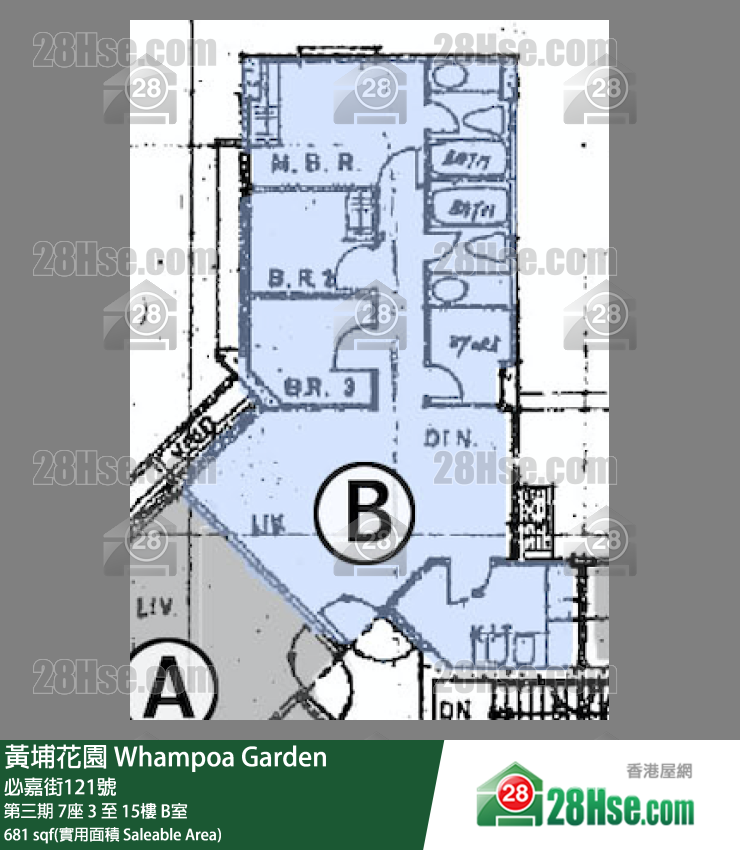黄埔花园 单位平面图(由 28Hse 提供)