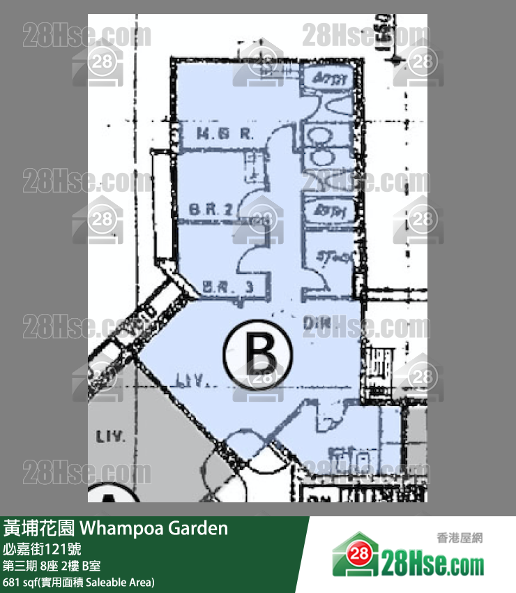 黃埔花園 第三期8座2樓 B室 平面圖