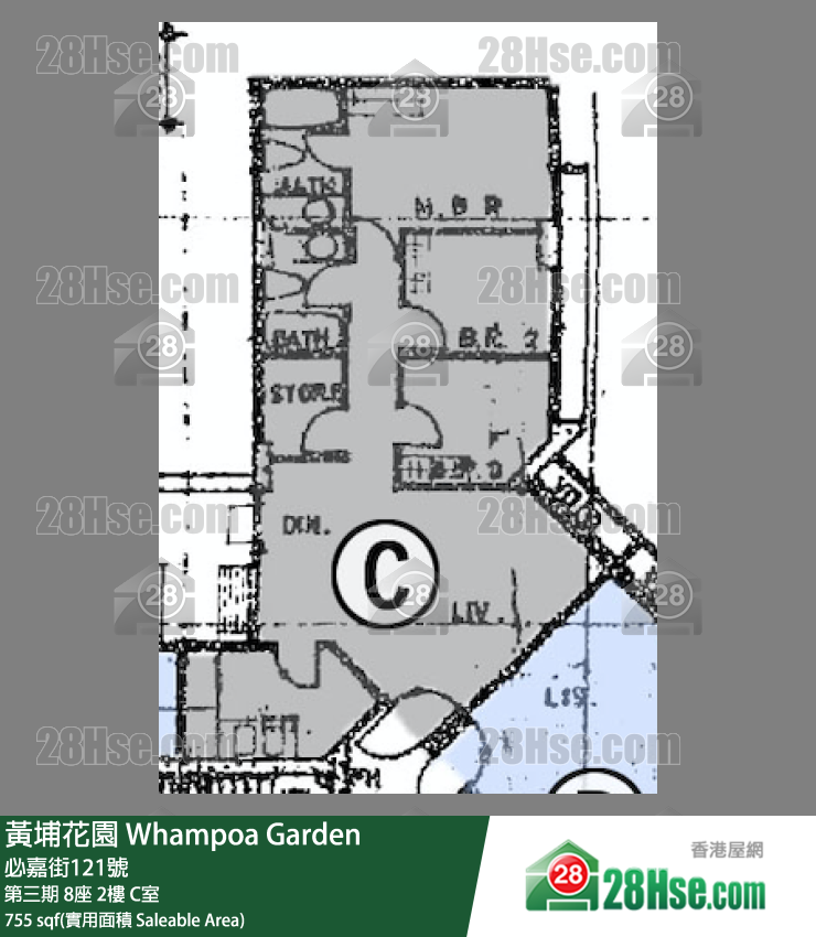 黄埔花园 第三期8座2楼 C室 平面图