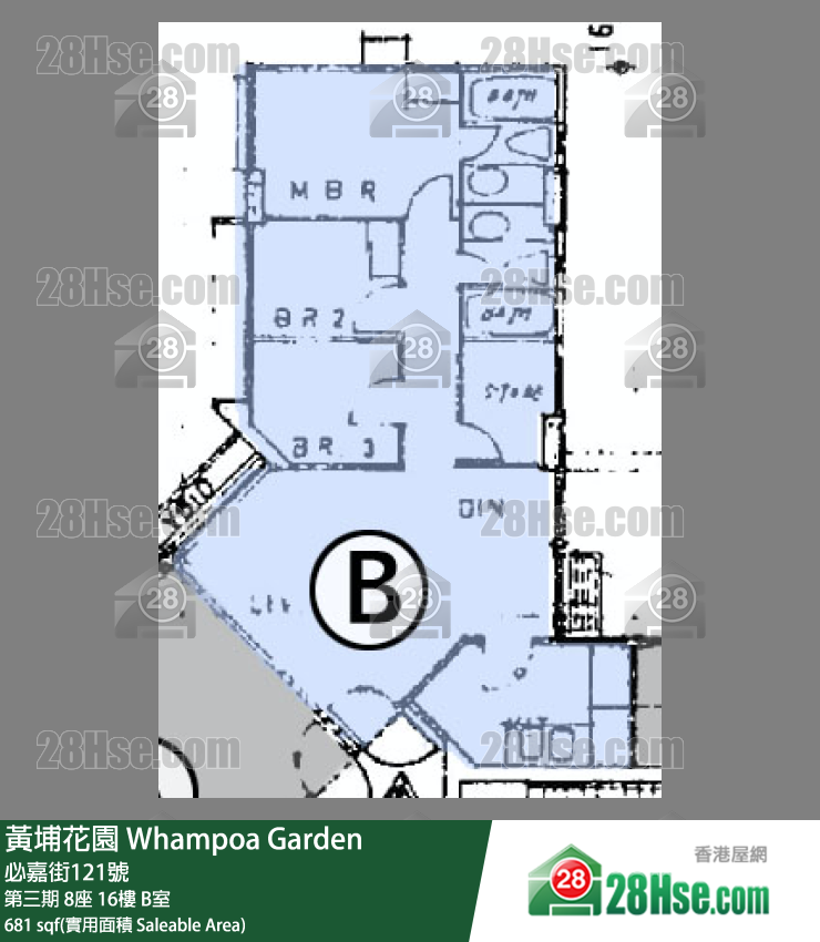 黃埔花園 第三期8座16樓 B室 平面圖