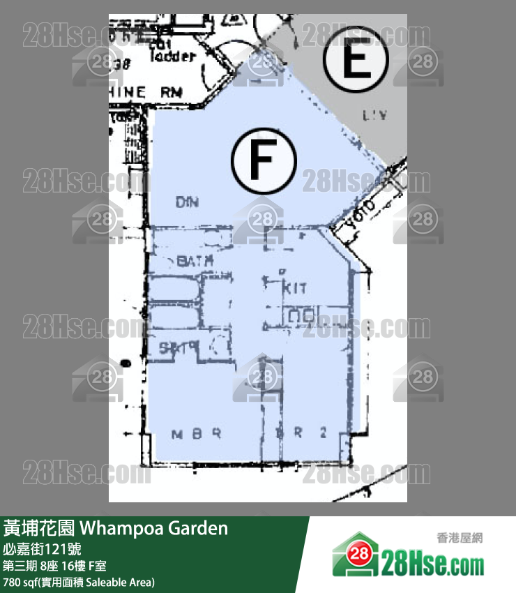 黃埔花園 第三期8座16樓 F室 平面圖